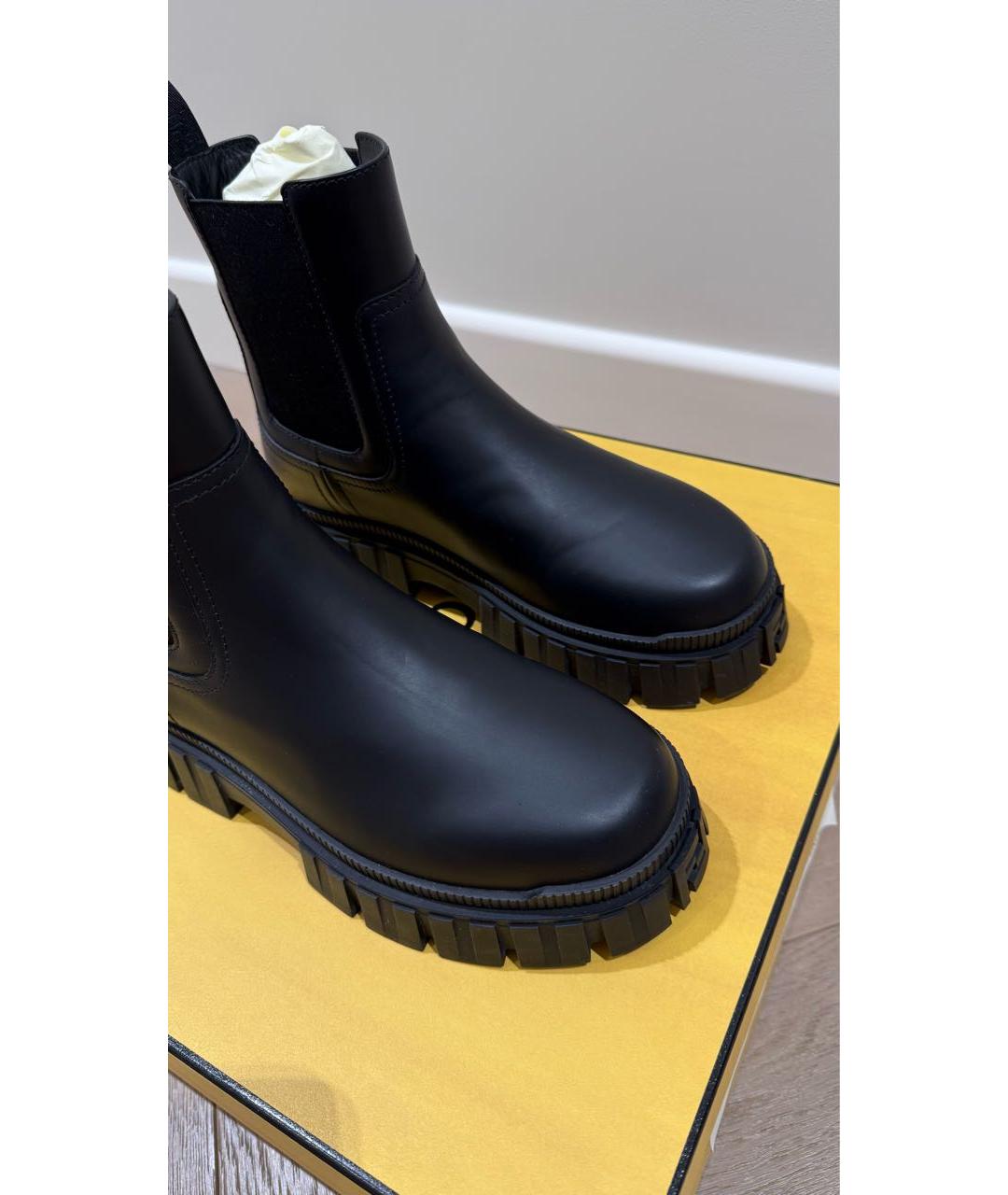 FENDI Черные кожаные ботинки, фото 5