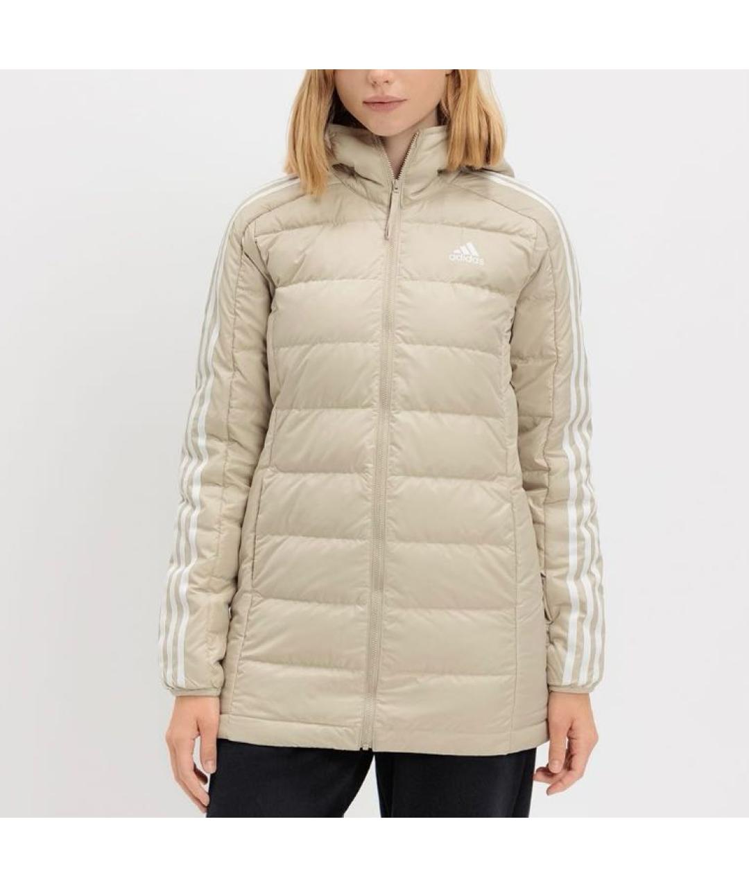 ADIDAS Бежевый полиэстеровый пуховик, фото 2