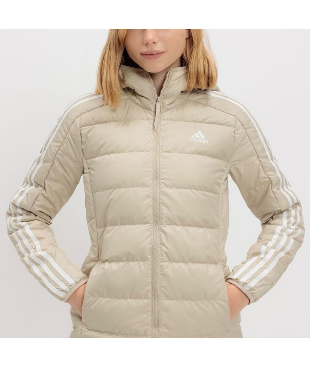 ADIDAS Бежевый полиэстеровый пуховик, фото 4