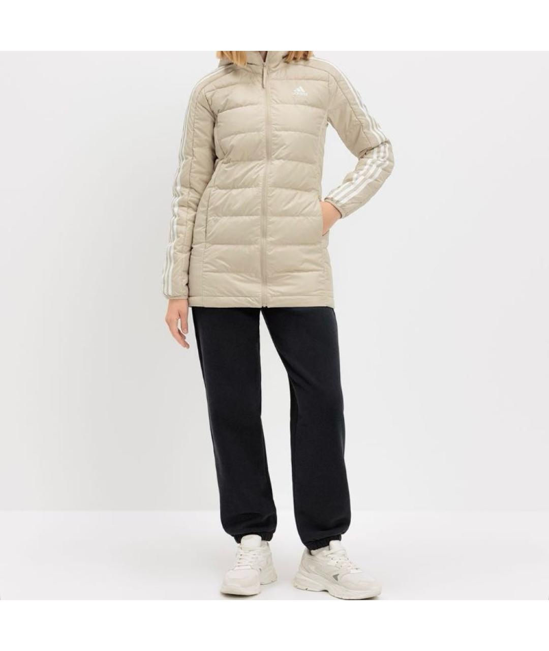ADIDAS Бежевый полиэстеровый пуховик, фото 3