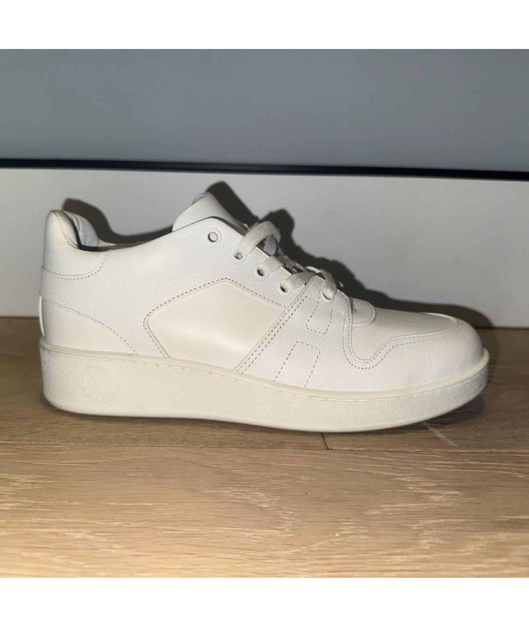 HERMES Белые кожаные кеды, фото 9