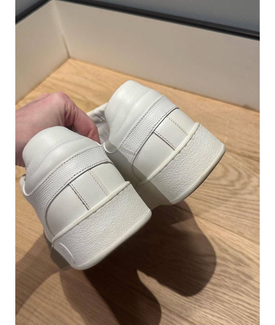 HERMES Белые кожаные кеды, фото 5