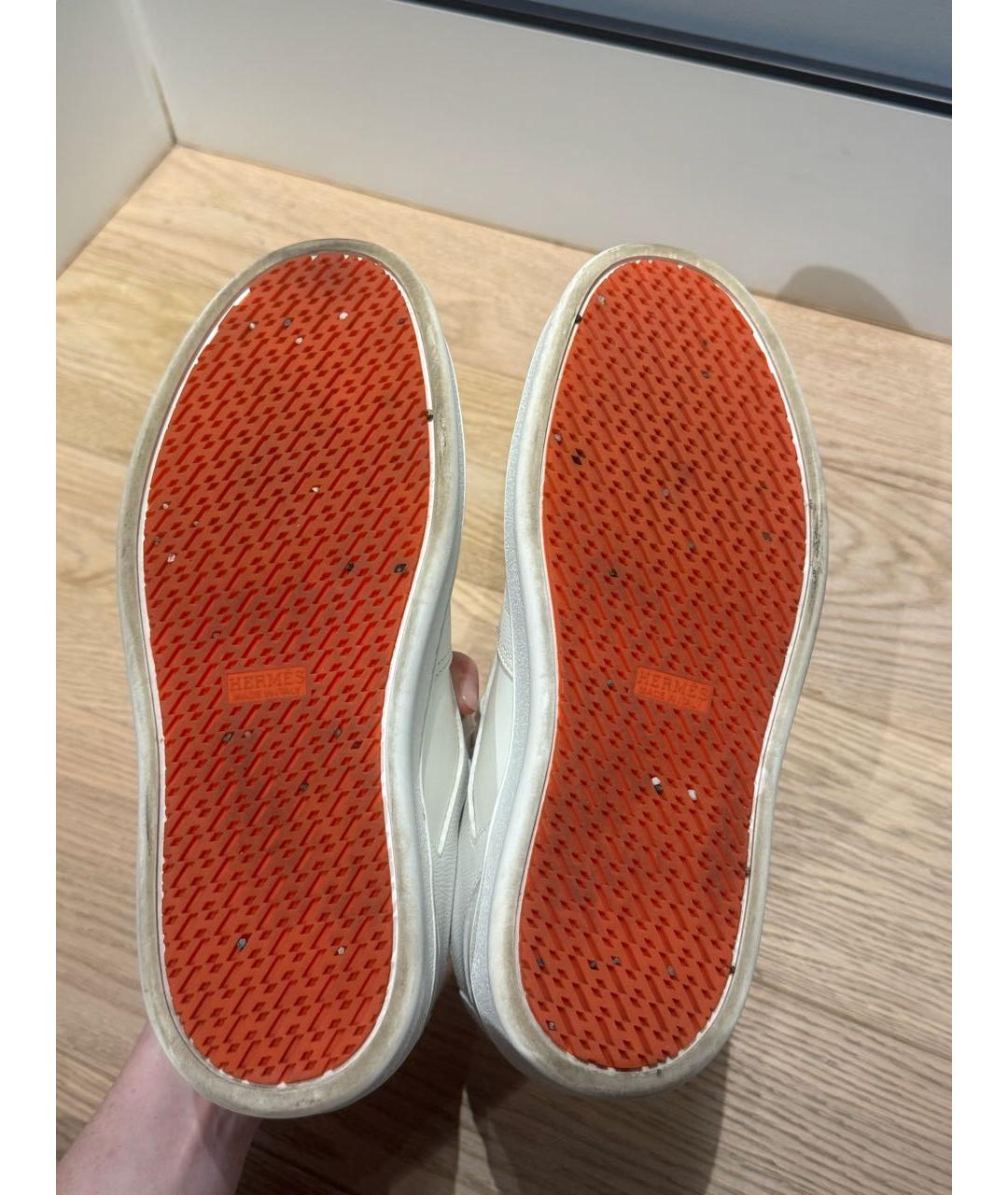 HERMES Белые кожаные кеды, фото 7