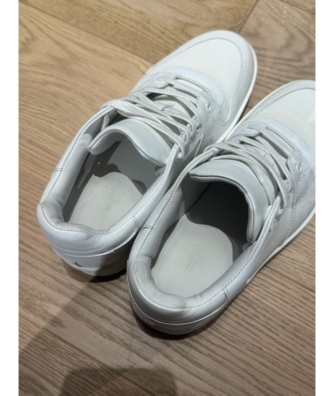 HERMES Белые кожаные кеды, фото 3