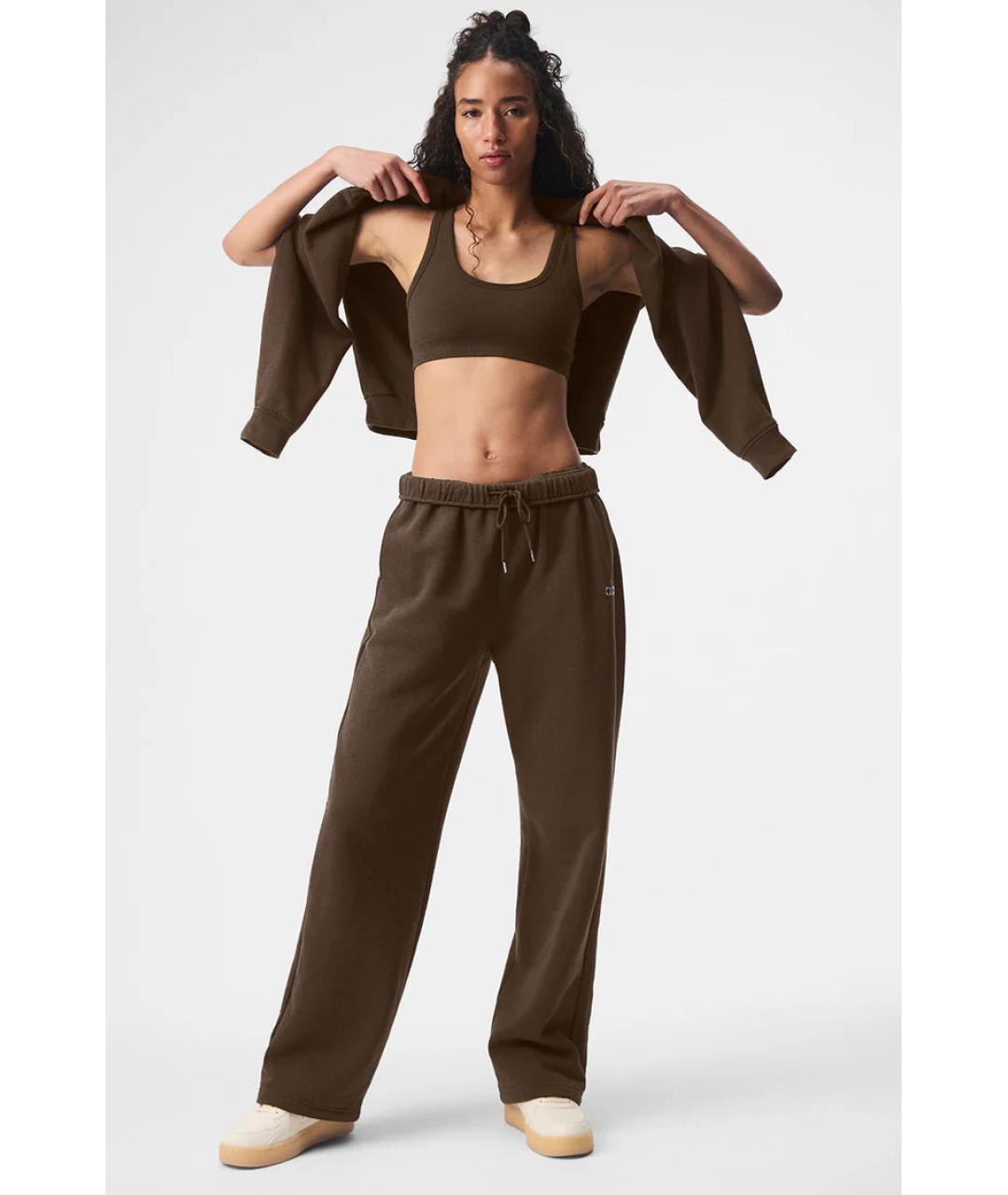 ALO YOGA Коричневые хлопковые спортивные брюки и шорты, фото 6