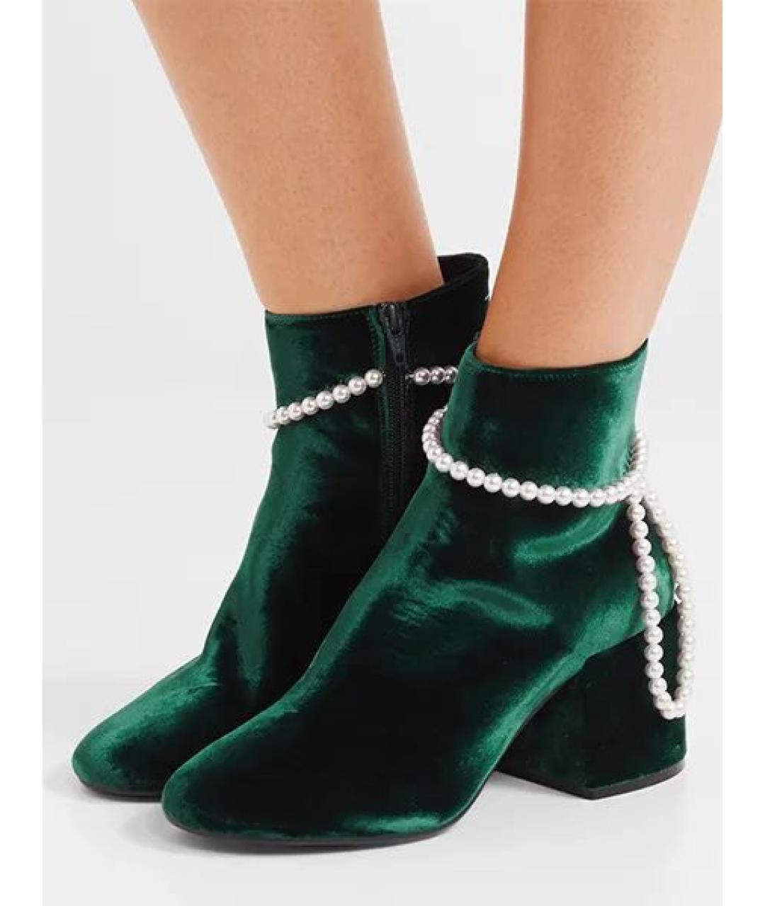 MM6 MAISON MARGIELA Зеленые бархатные ботильоны, фото 6