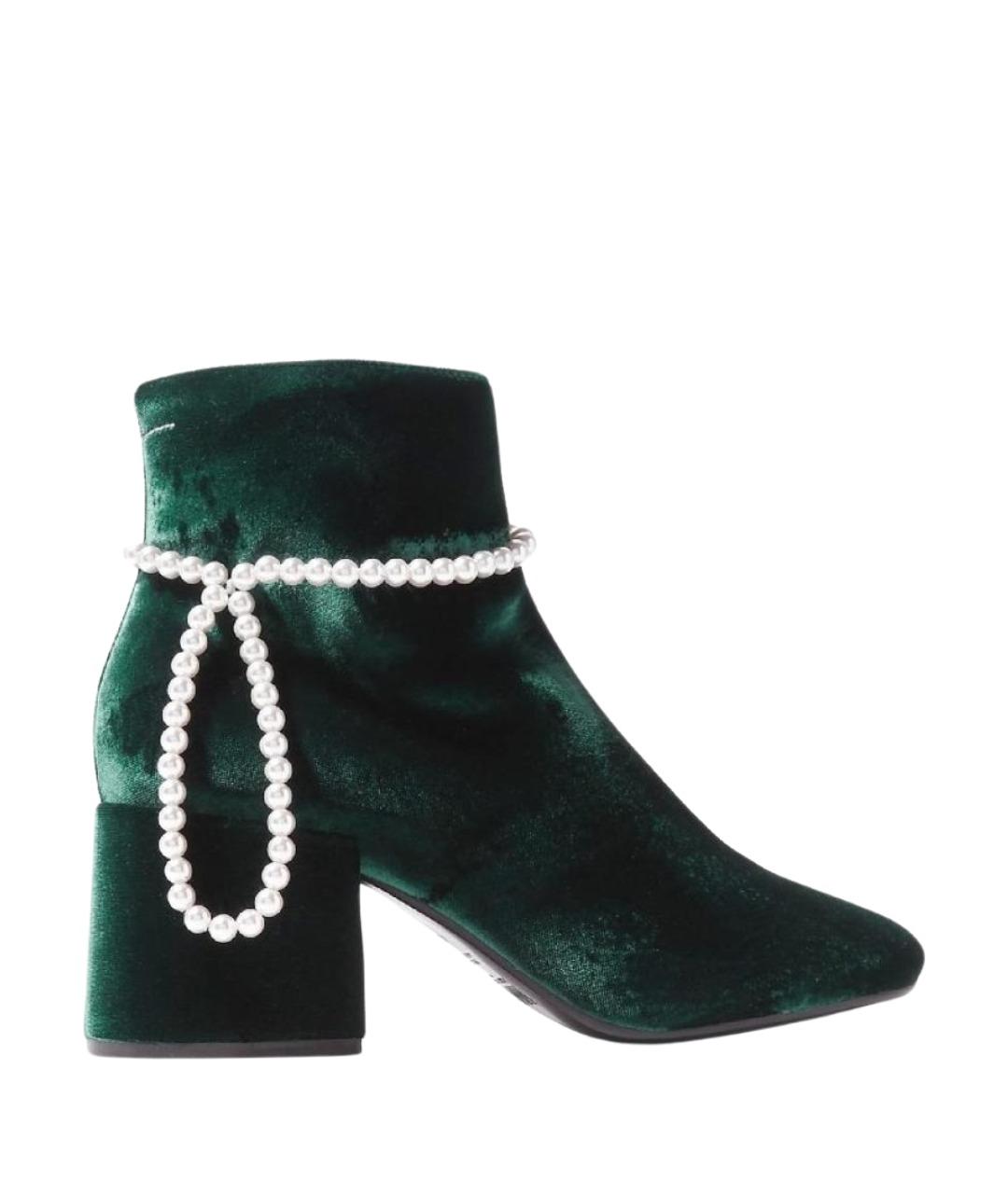 MM6 MAISON MARGIELA Зеленые бархатные ботильоны, фото 1