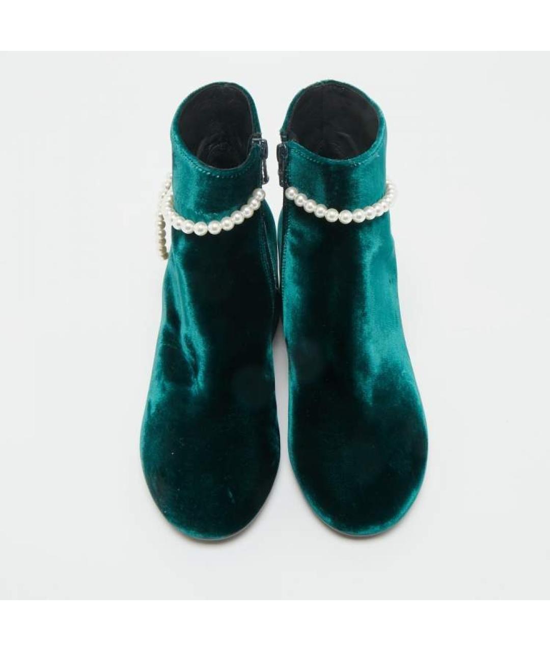 MM6 MAISON MARGIELA Зеленые бархатные ботильоны, фото 2