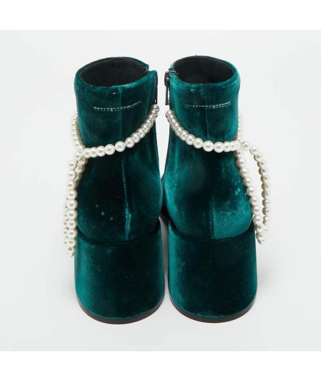MM6 MAISON MARGIELA Зеленые бархатные ботильоны, фото 4