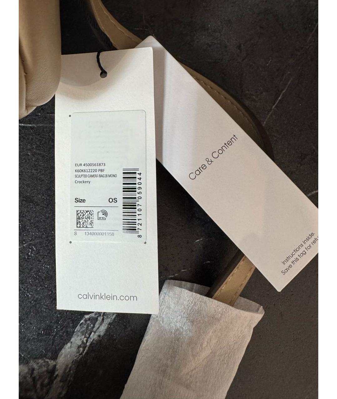 CALVIN KLEIN Бежевая сумка через плечо из искусственной кожи, фото 7