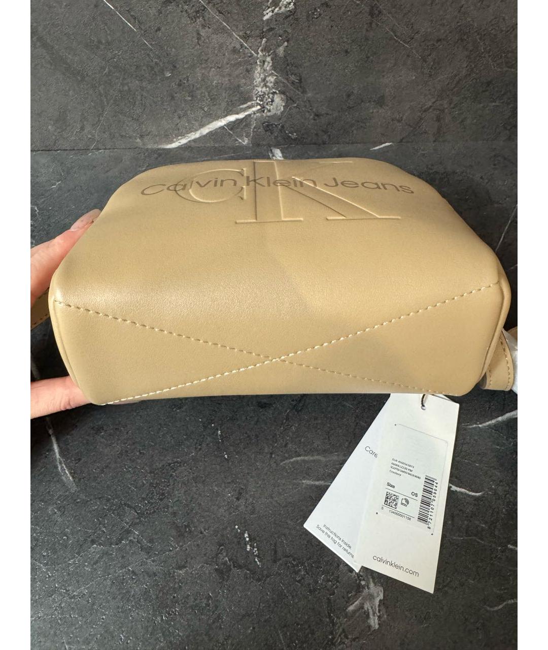 CALVIN KLEIN Бежевая сумка через плечо из искусственной кожи, фото 6