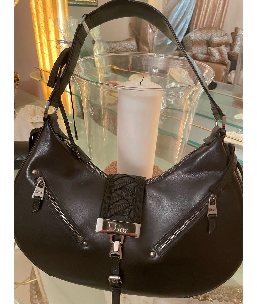 CHRISTIAN DIOR Черная кожаная сумка тоут, фото 2