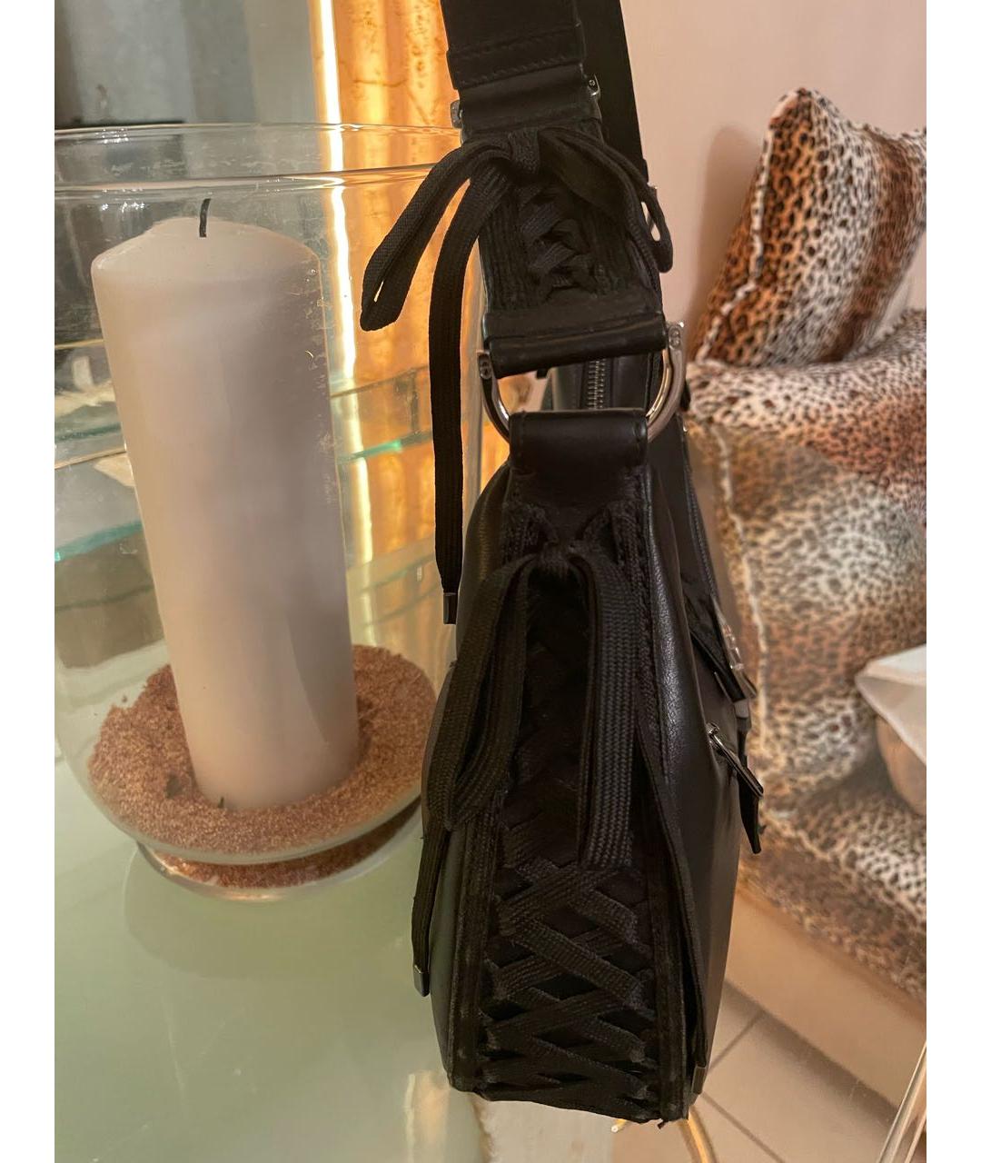 CHRISTIAN DIOR Черная кожаная сумка тоут, фото 4