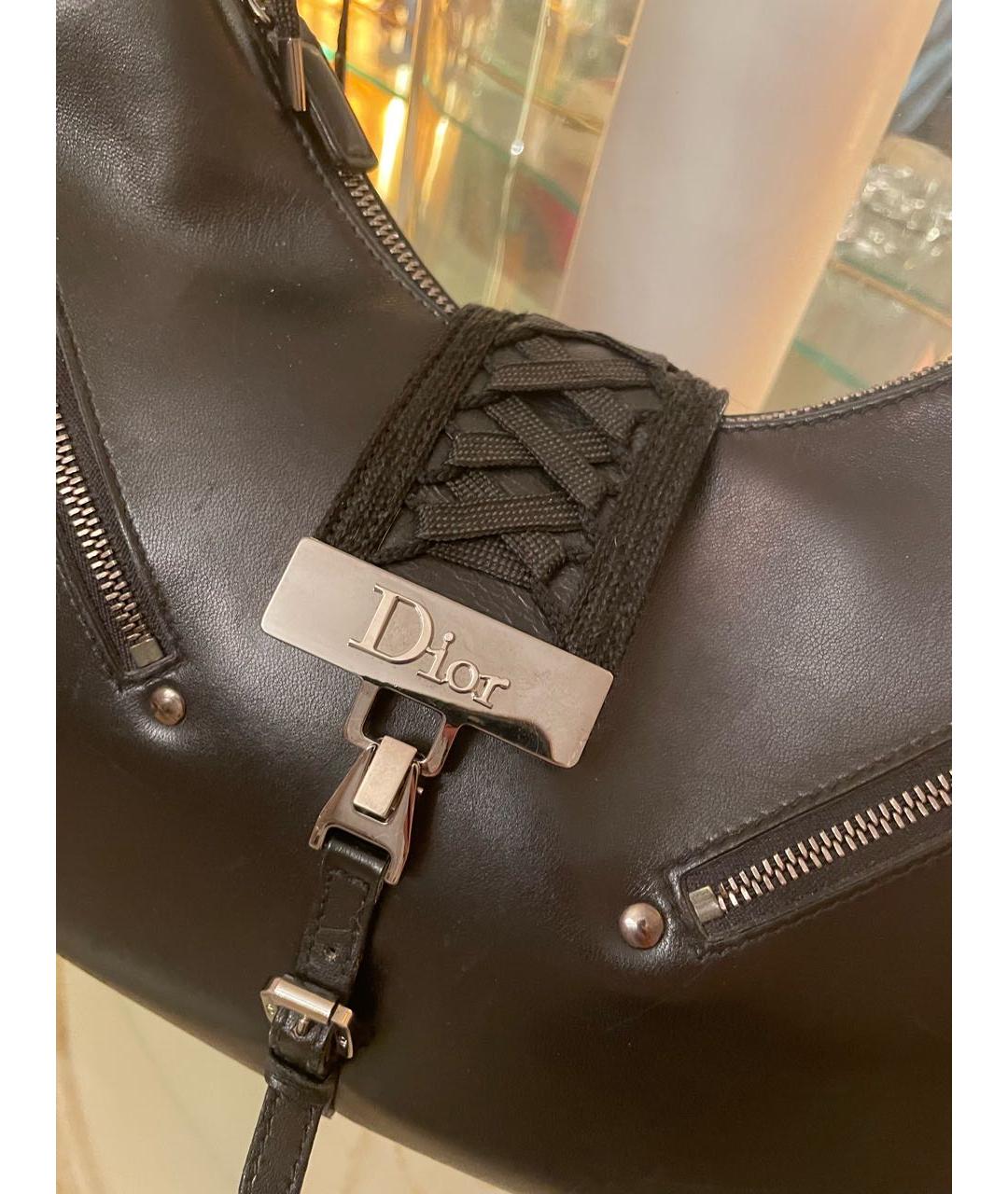 CHRISTIAN DIOR Черная кожаная сумка тоут, фото 3