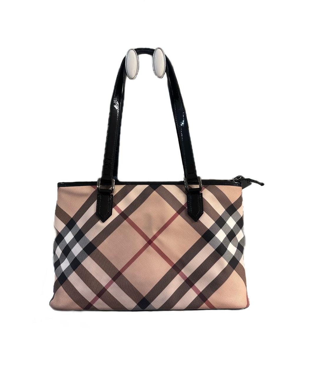 BURBERRY Бежевая сумка с короткими ручками из искусственной кожи, фото 2