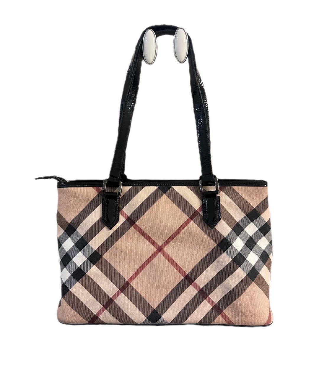 BURBERRY Бежевая сумка с короткими ручками из искусственной кожи, фото 5