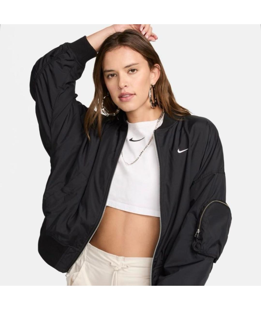 NIKE Черная полиэстеровая куртка, фото 2