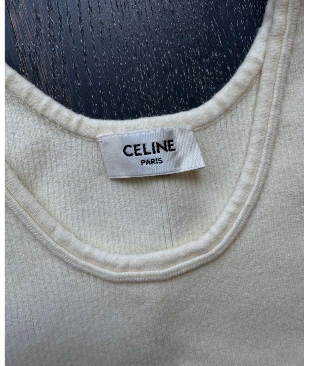 CELINE Бежевая хлопковая майка, фото 4