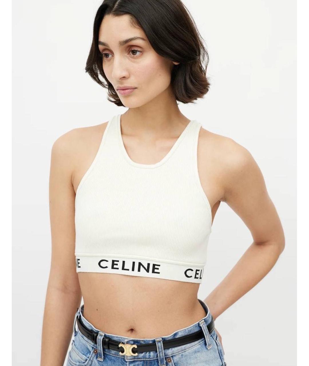 CELINE Бежевая хлопковая майка, фото 8