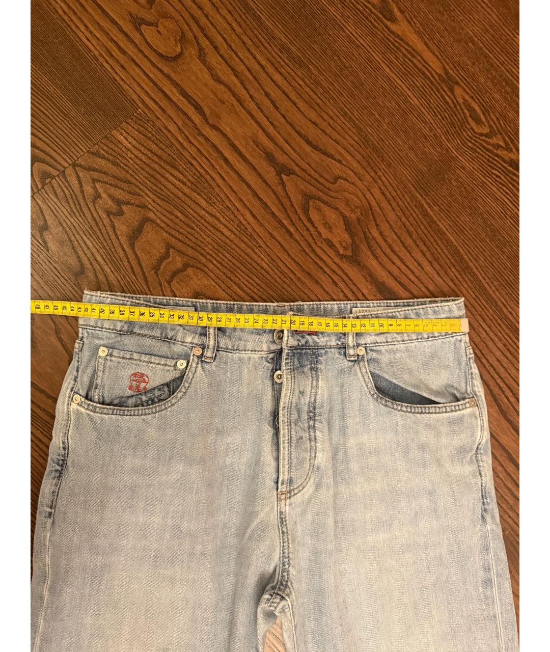 BRUNELLO CUCINELLI Голубые хлопковые джинсы скинни, фото 6