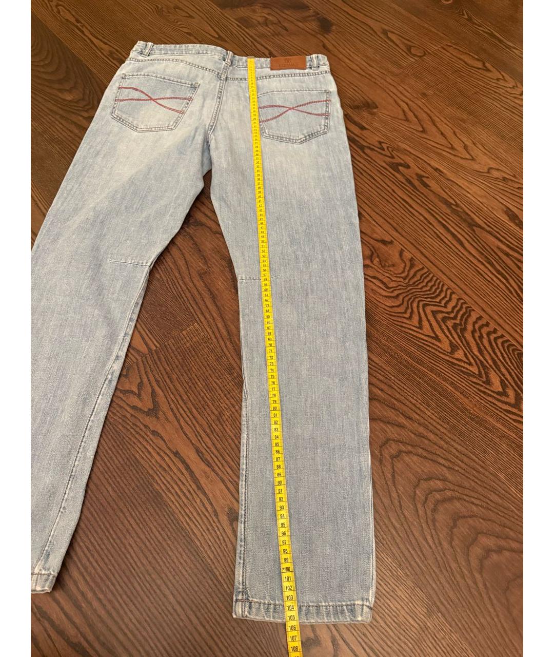 BRUNELLO CUCINELLI Голубые хлопковые джинсы скинни, фото 4