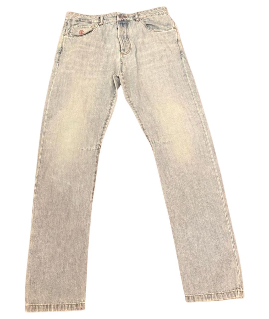 BRUNELLO CUCINELLI Голубые хлопковые джинсы скинни, фото 1