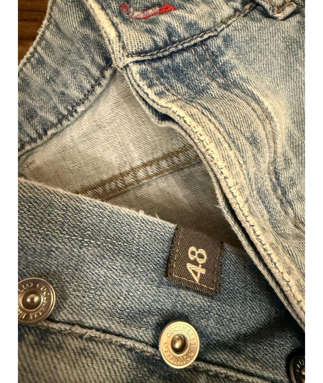 BRUNELLO CUCINELLI Голубые хлопковые джинсы скинни, фото 2