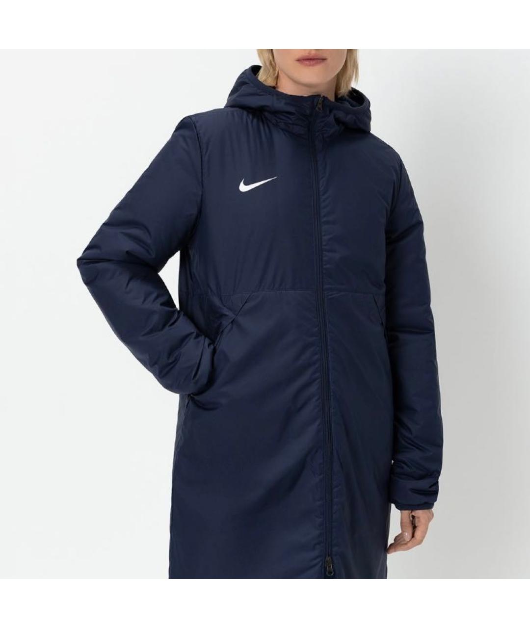 NIKE Темно-синее полиэстеровое пальто, фото 2
