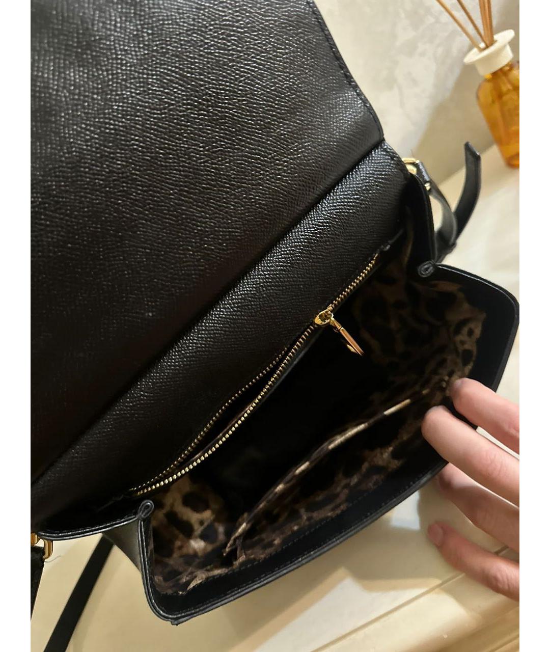 DOLCE&GABBANA Черная кожаная сумка с короткими ручками, фото 4