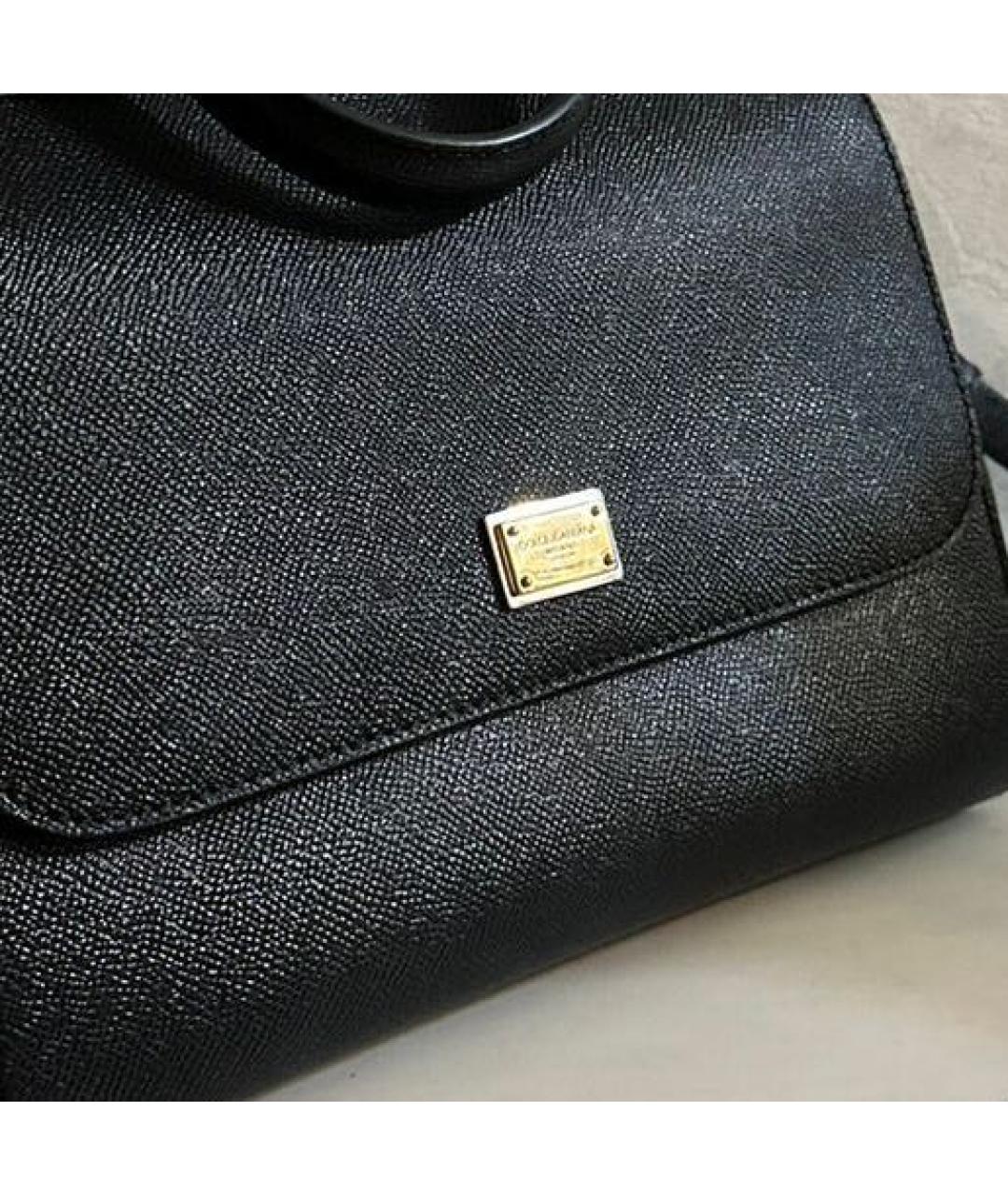 DOLCE&GABBANA Черная кожаная сумка с короткими ручками, фото 3