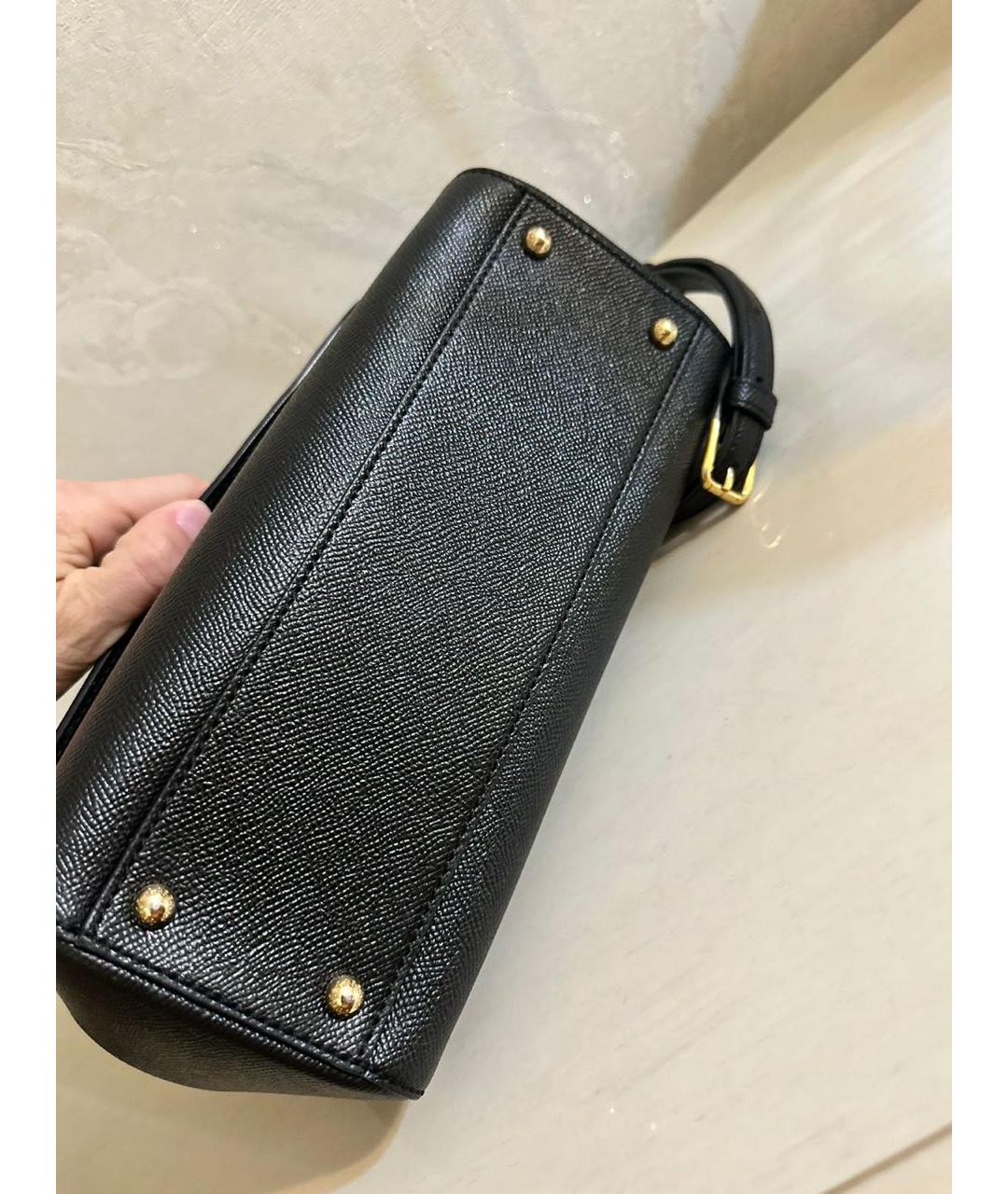 DOLCE&GABBANA Черная кожаная сумка с короткими ручками, фото 5