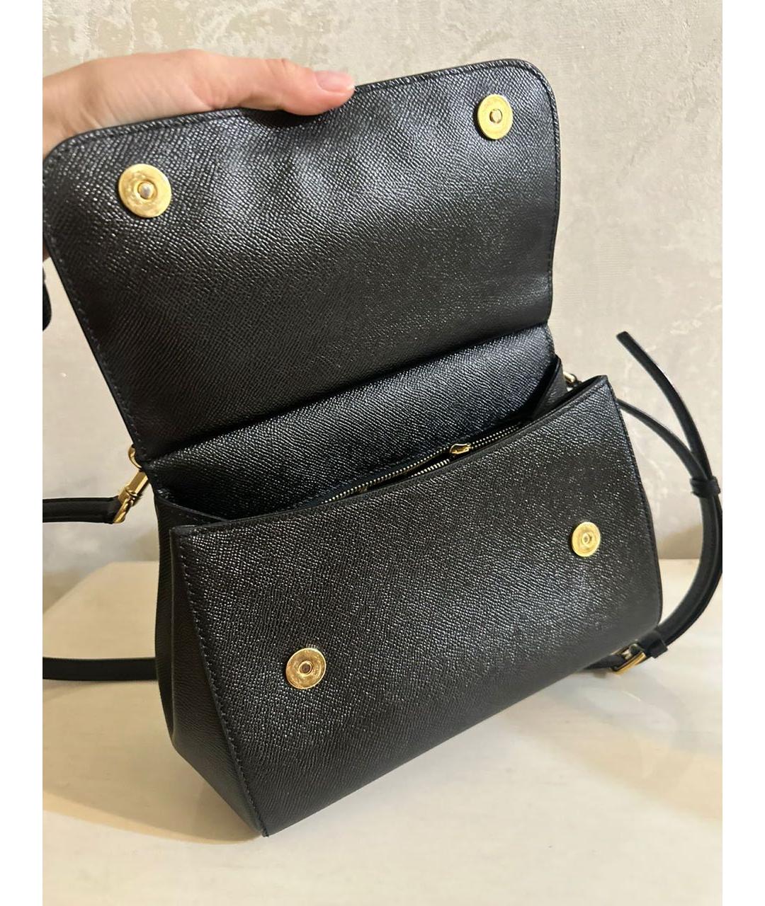 DOLCE&GABBANA Черная кожаная сумка с короткими ручками, фото 2