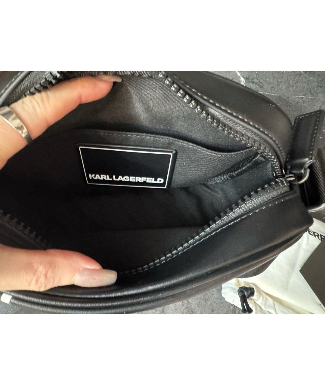 KARL LAGERFELD Черная сумка на плечо из искусственной кожи, фото 4