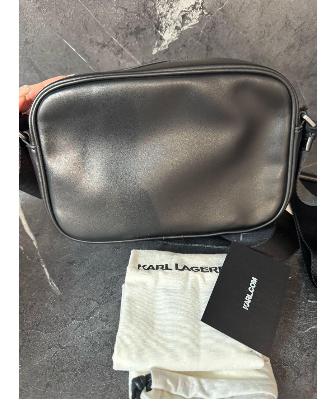 KARL LAGERFELD Черная сумка на плечо из искусственной кожи, фото 3