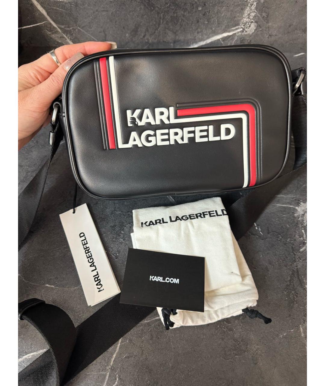 KARL LAGERFELD Черная сумка на плечо из искусственной кожи, фото 8