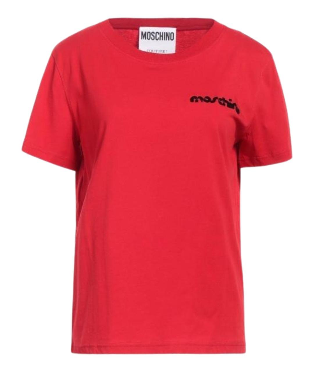 MOSCHINO Красная хлопковая футболка, фото 1