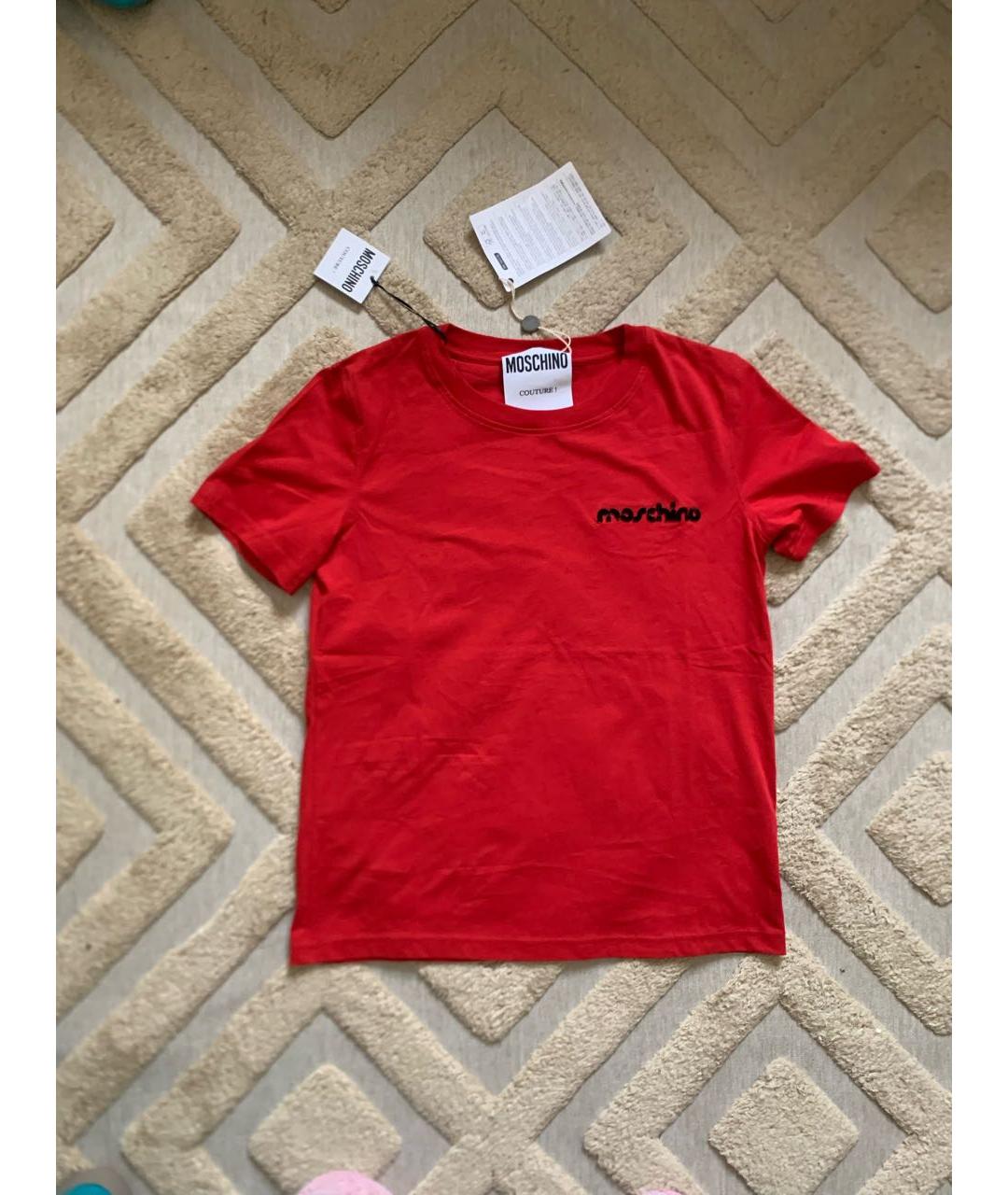 MOSCHINO Красная хлопковая футболка, фото 2