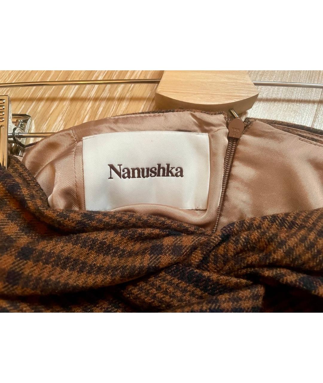 NANUSHKA Коричневая шерстяная юбка миди, фото 4