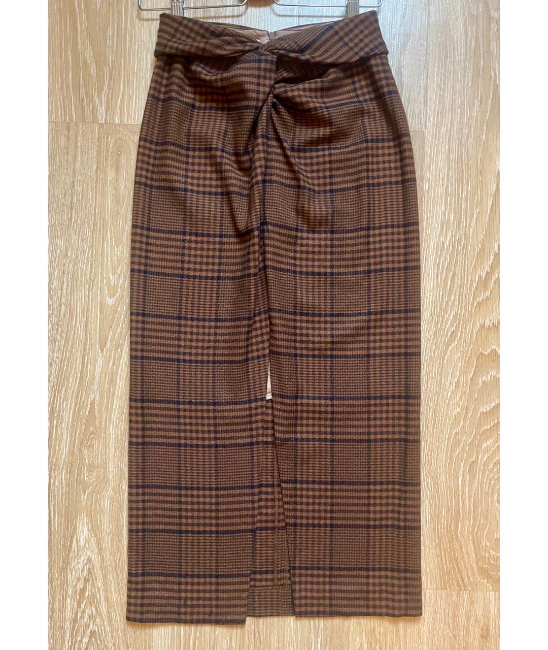 NANUSHKA Коричневая шерстяная юбка миди, фото 10