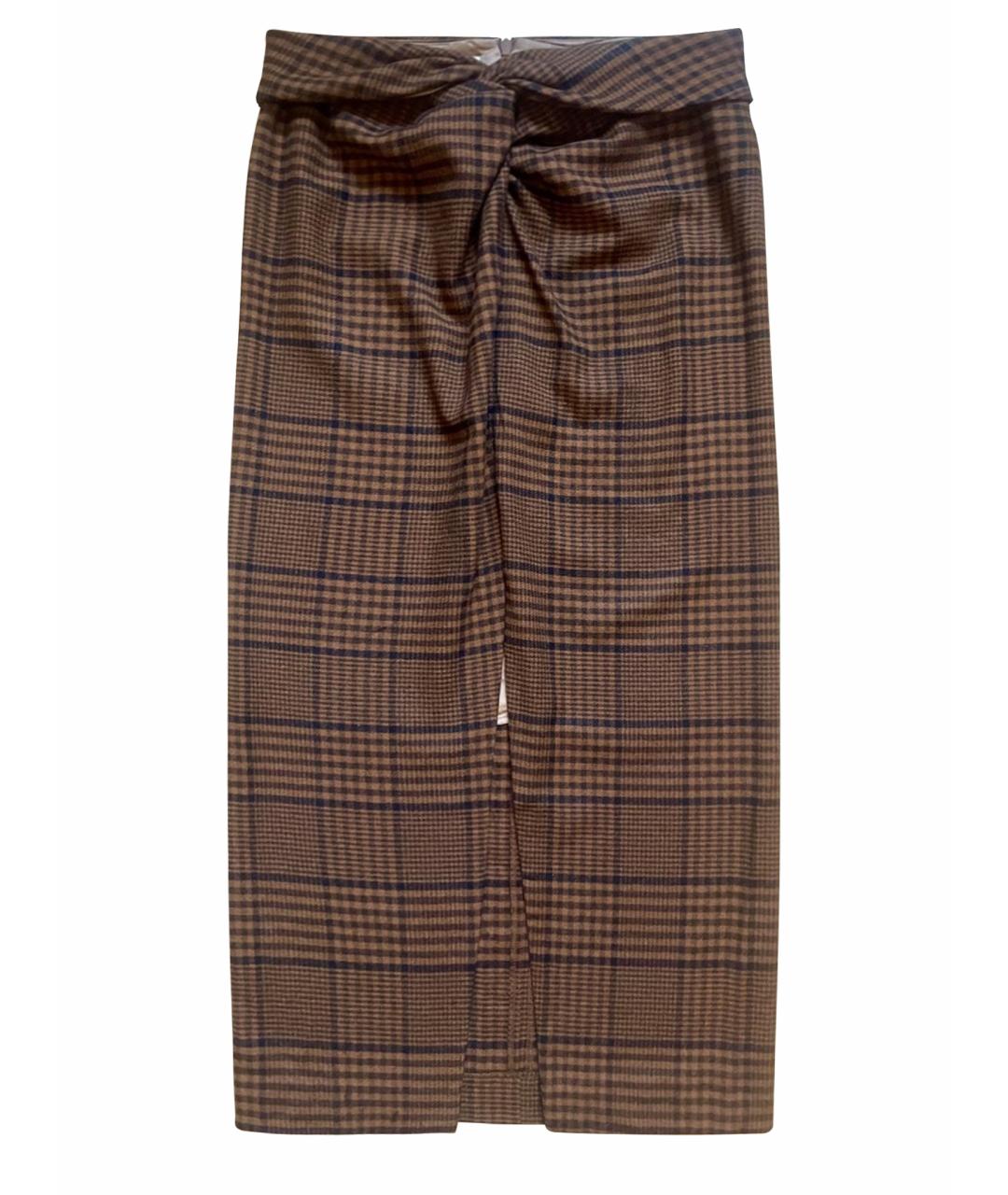 NANUSHKA Коричневая шерстяная юбка миди, фото 1