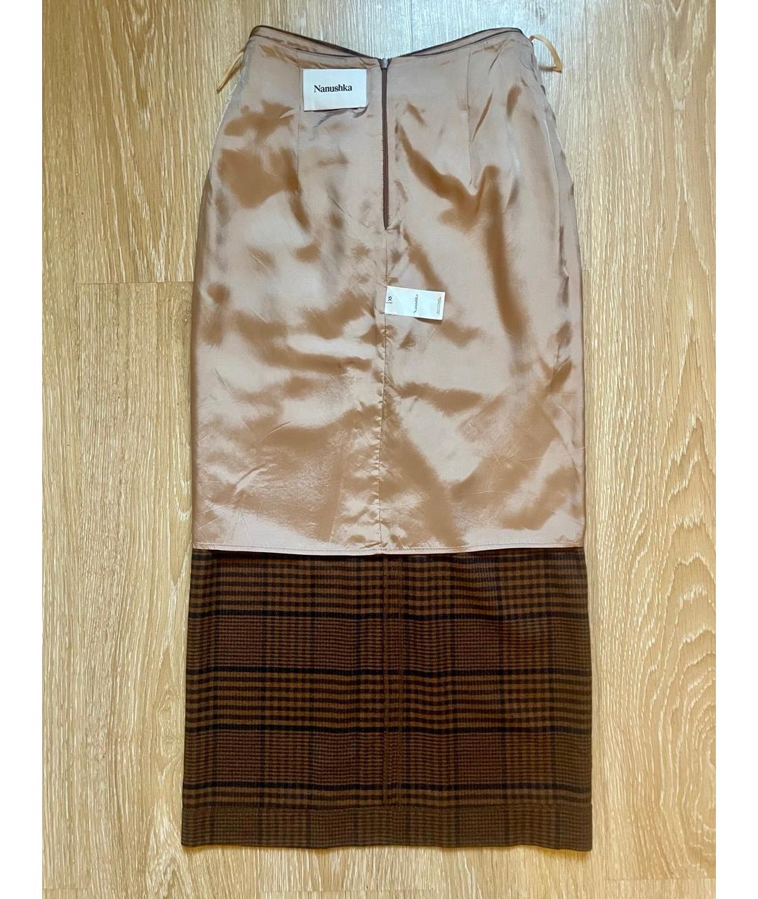 NANUSHKA Коричневая шерстяная юбка миди, фото 7