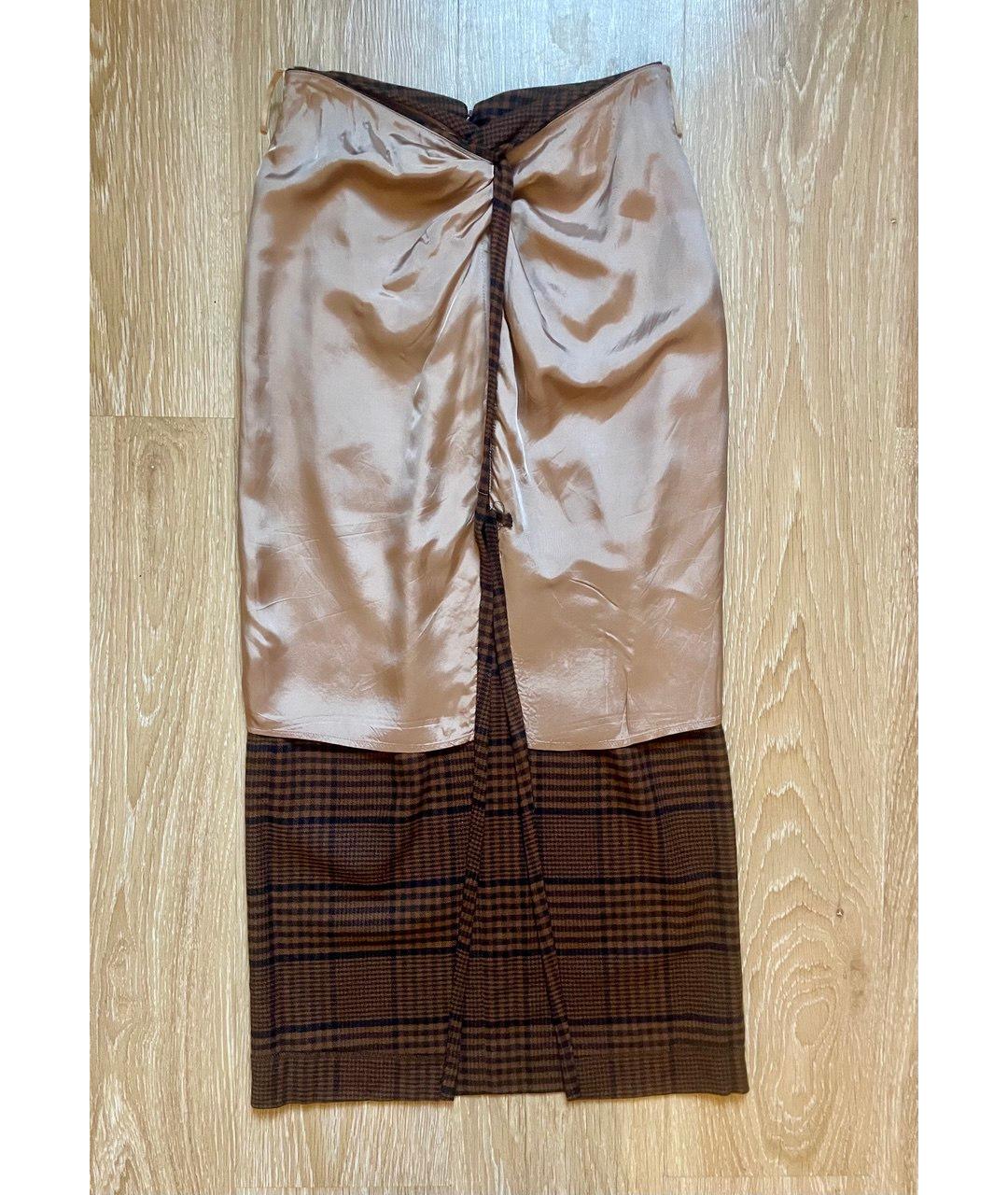 NANUSHKA Коричневая шерстяная юбка миди, фото 6