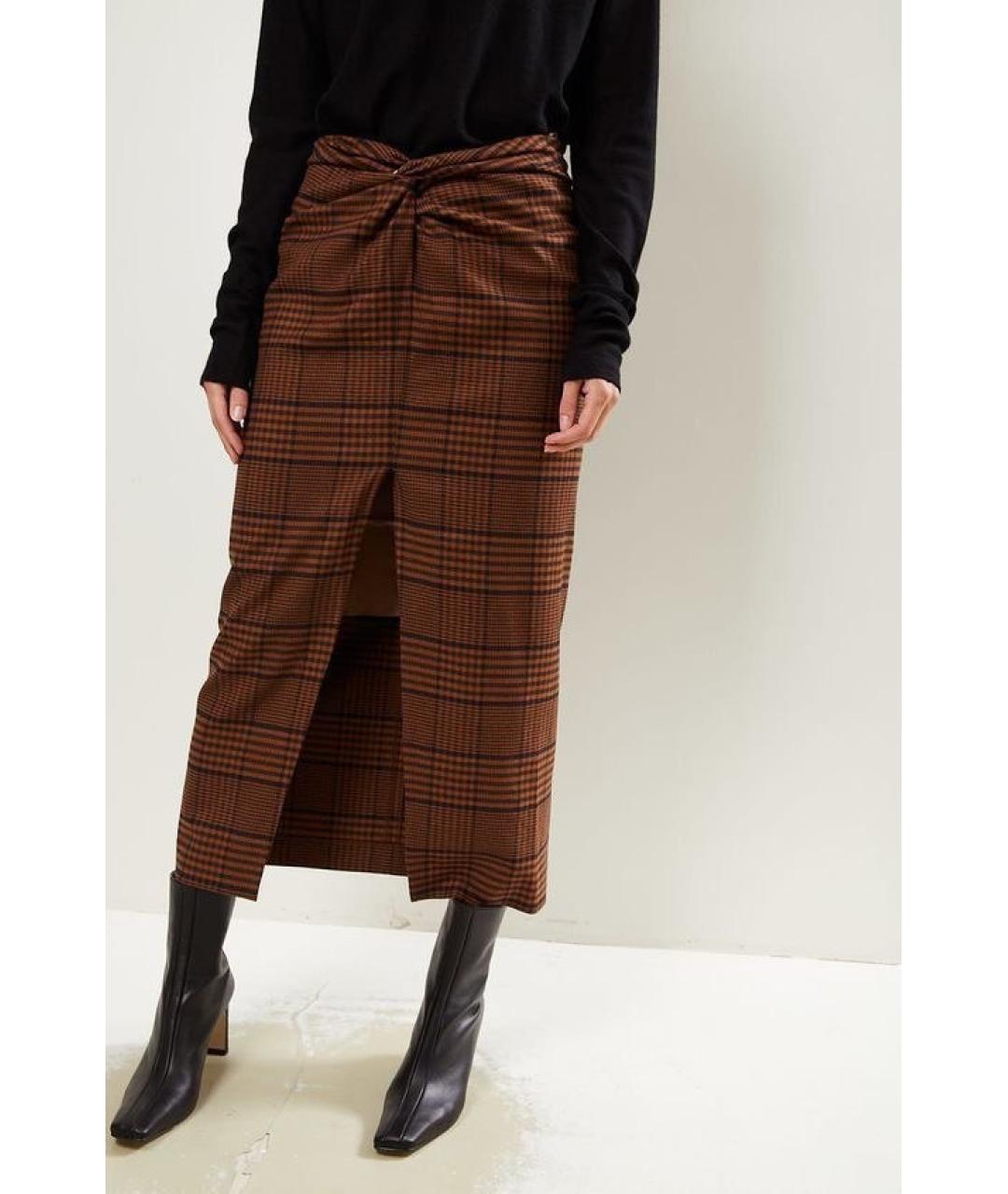 NANUSHKA Коричневая шерстяная юбка миди, фото 9