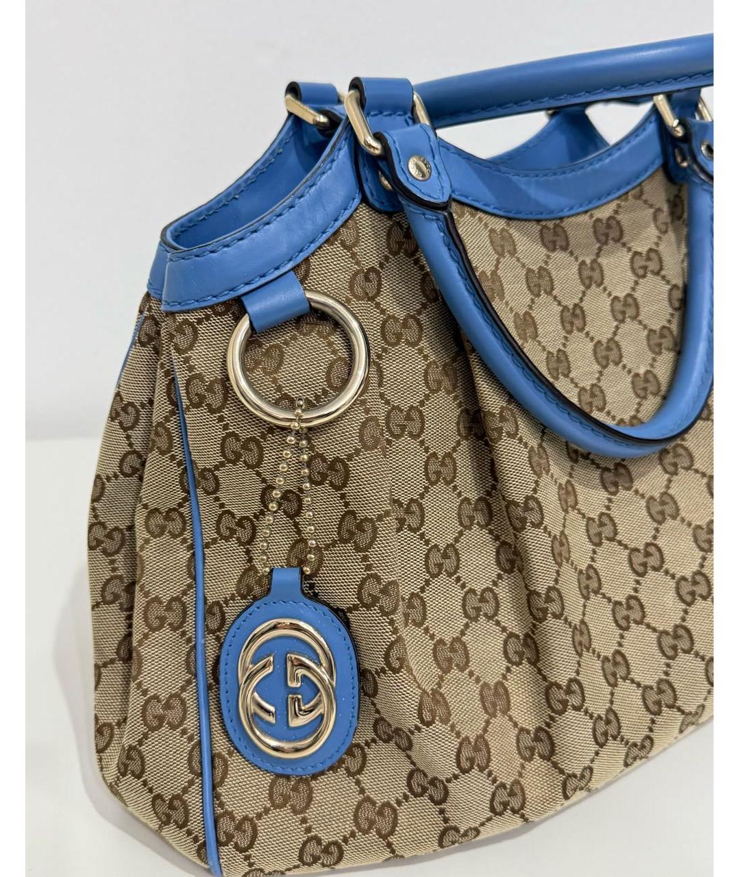 GUCCI Бежевая кожаная сумка с короткими ручками, фото 3