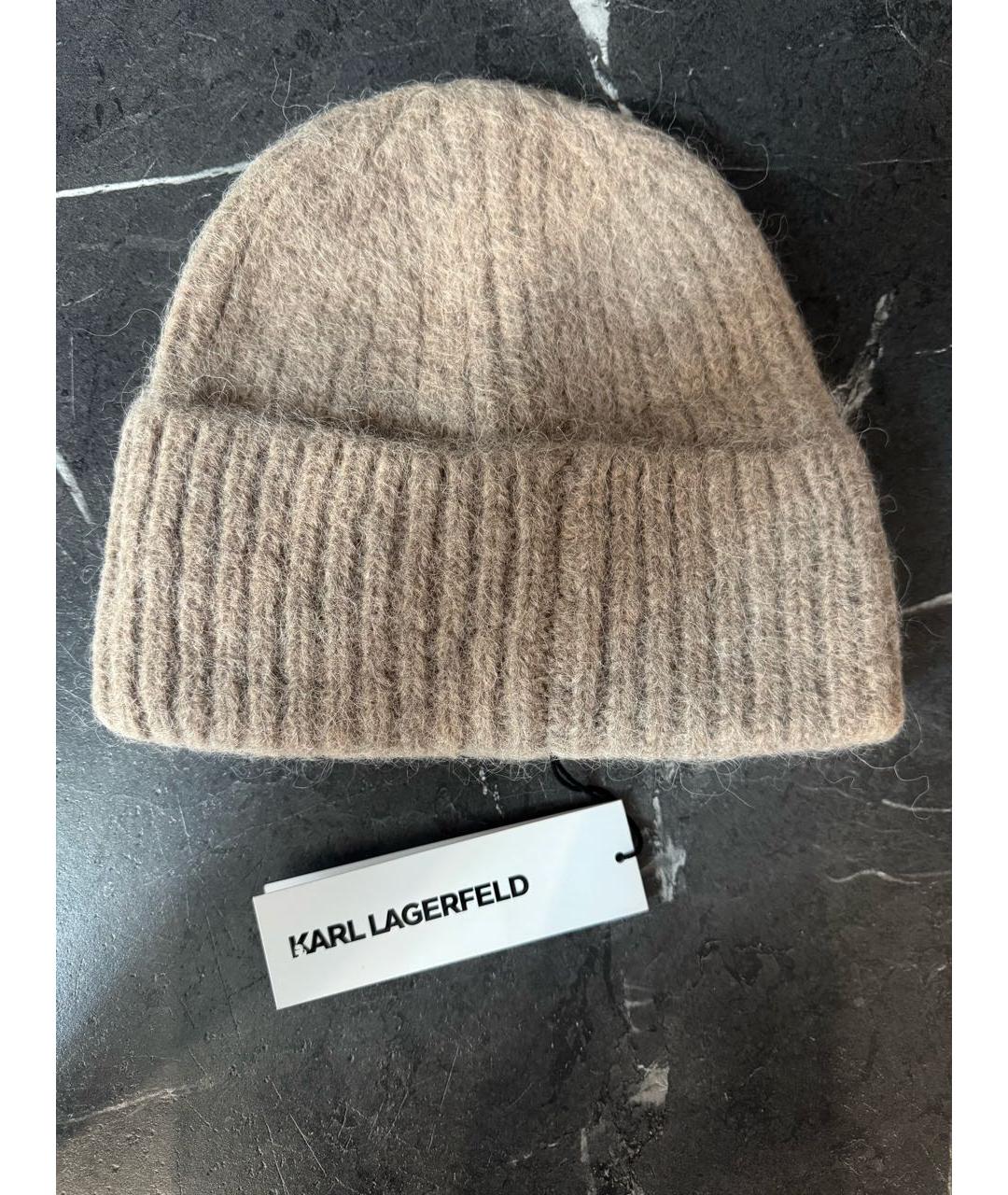 KARL LAGERFELD Бежевая шерстяная шапка, фото 2