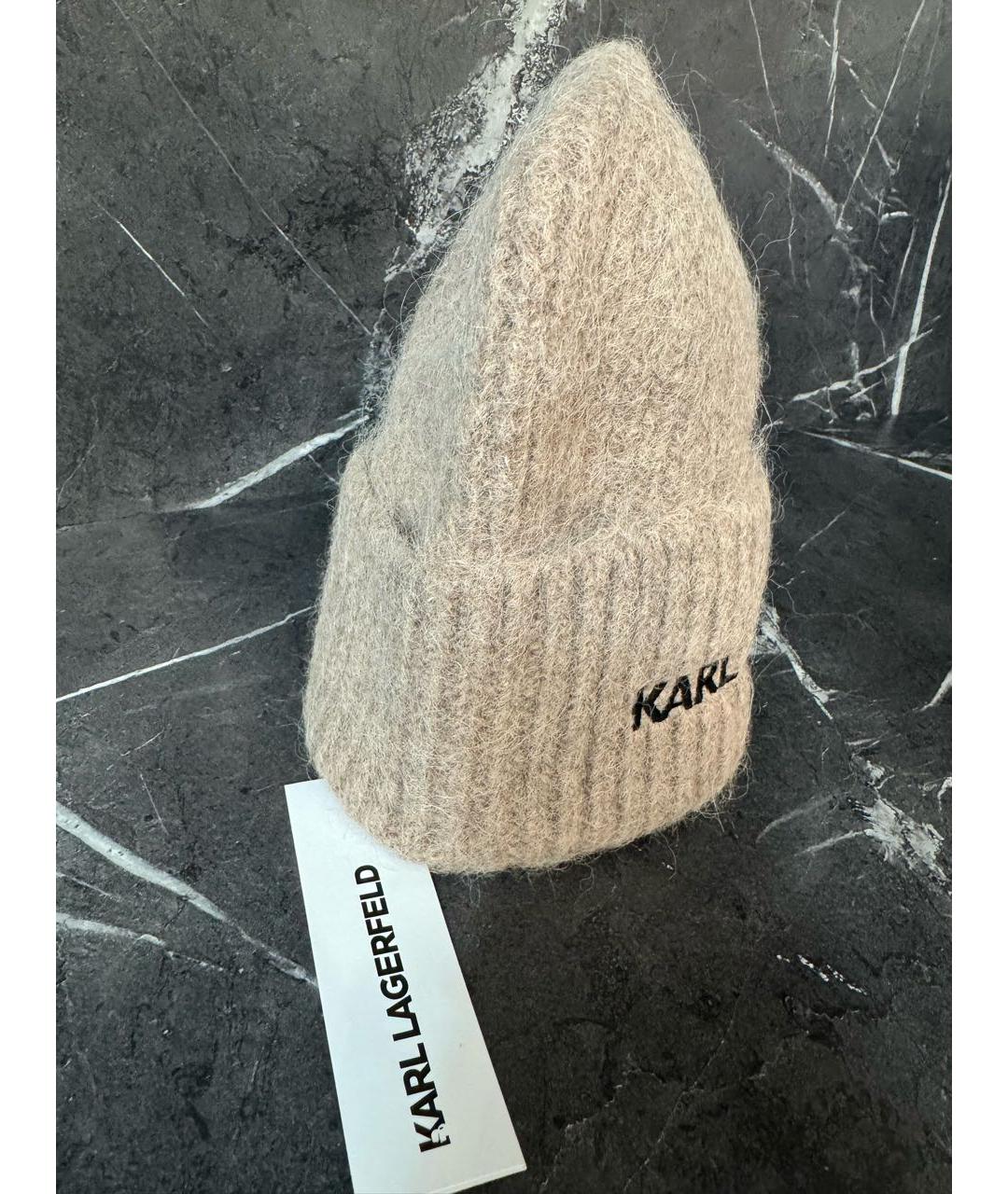 KARL LAGERFELD Бежевая шерстяная шапка, фото 7