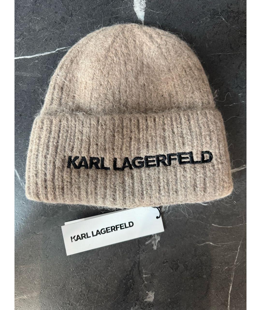 KARL LAGERFELD Бежевая шерстяная шапка, фото 8