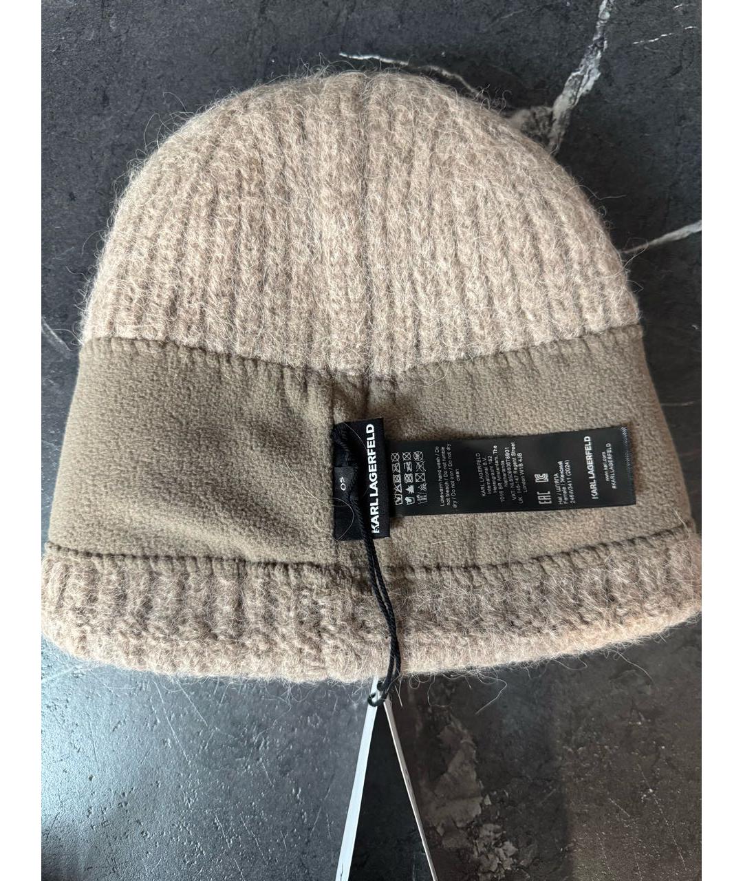 KARL LAGERFELD Бежевая шерстяная шапка, фото 4