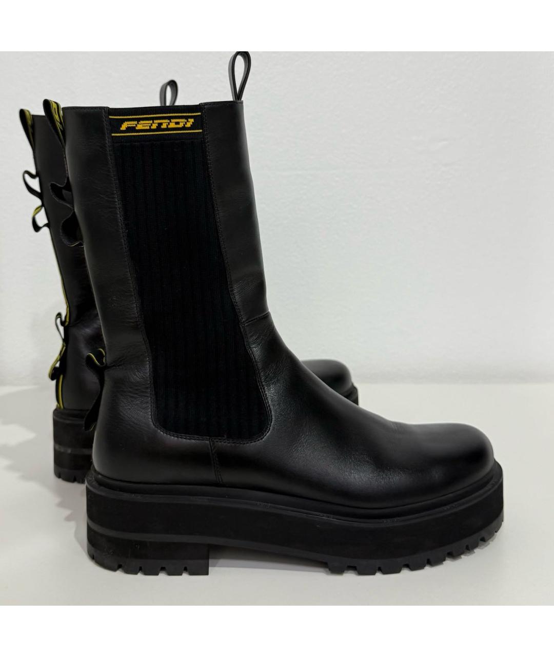 FENDI Черные кожаные ботинки, фото 2