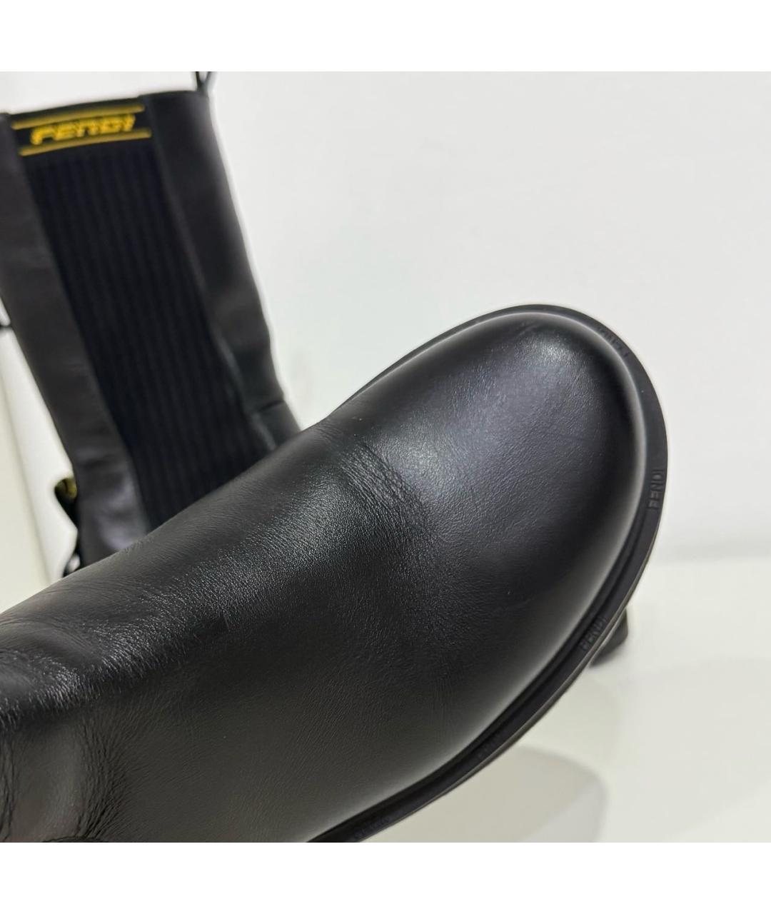 FENDI Черные кожаные ботинки, фото 5